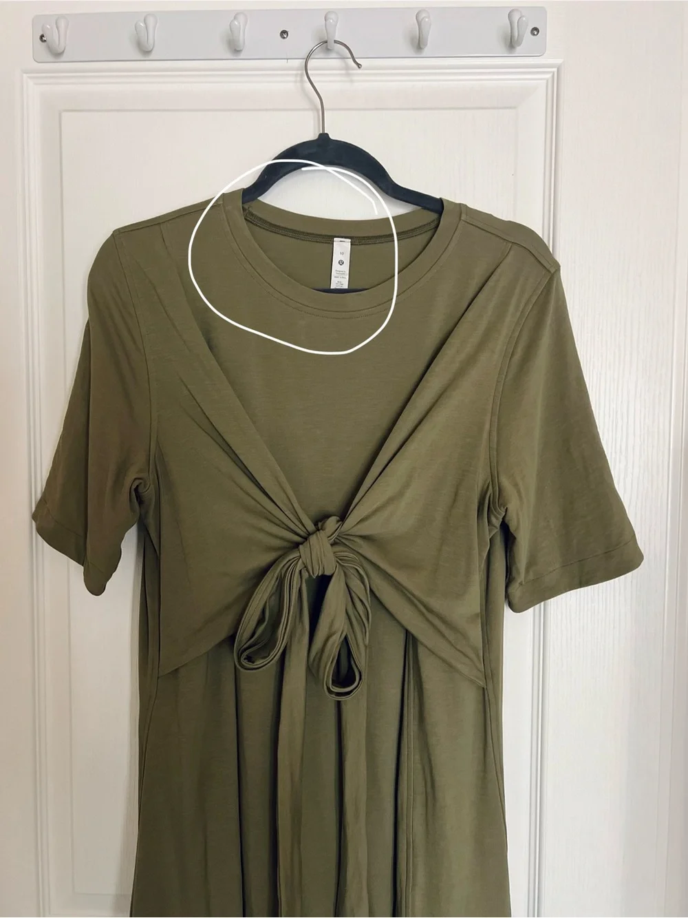 Lululemon Cotton Wrap-Front T-Shirt Dress in Bronze Green size 10